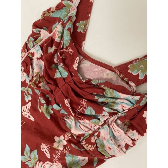 Free People Vintage Style Floral Print Swimsuit With Ruched Bust & Cross-Back - Picture 6 of 7